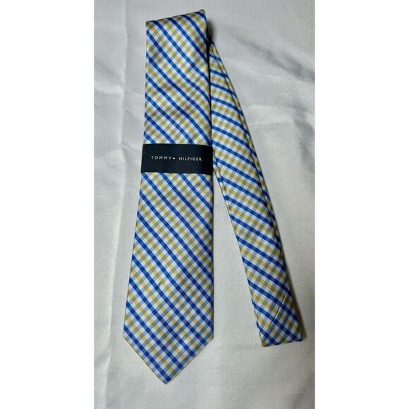 Tommy Hilfiger Other - Tommy Hilfiger Men's Polyester Tie ~ Yellow & Blue Plaid Check New Tags Flaw NWT